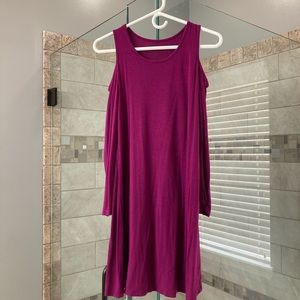 berry purple dress with shoulder cut out!